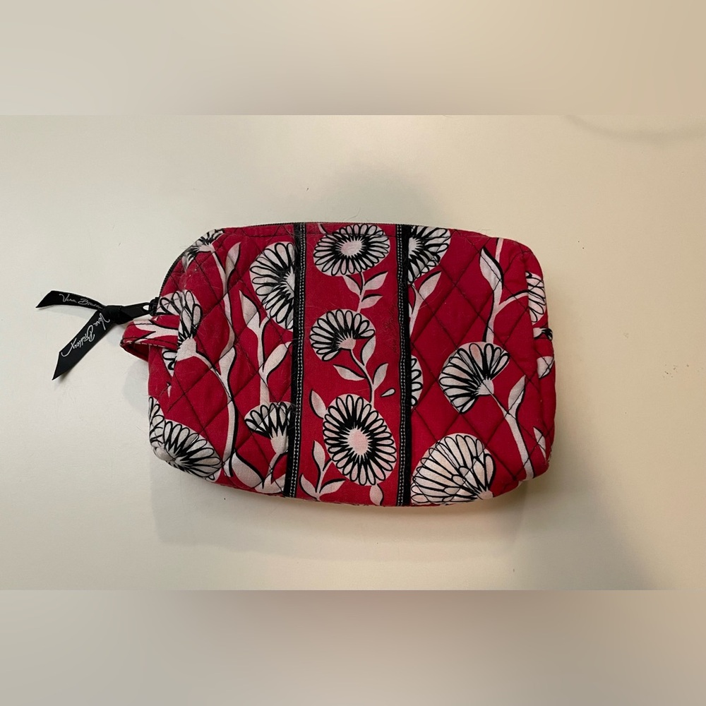 Vera Bradley makeup bag in red with waterproof interior lining